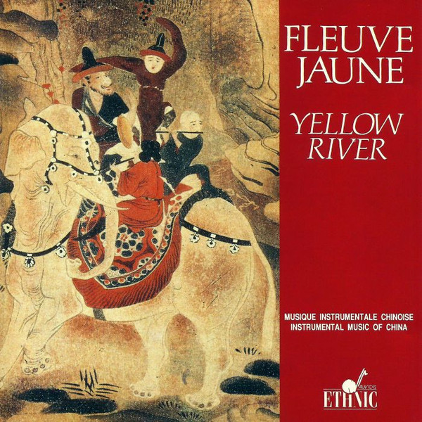 Cover art of the cd "Fleuve Janue: Yellow River"
Art is an illustration of 3 men on an elephant, one of whom is playing a flute