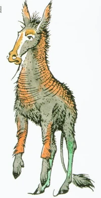 Illustration from the Chronicles of Narnia of Rabadash mid-transformation into a donkey