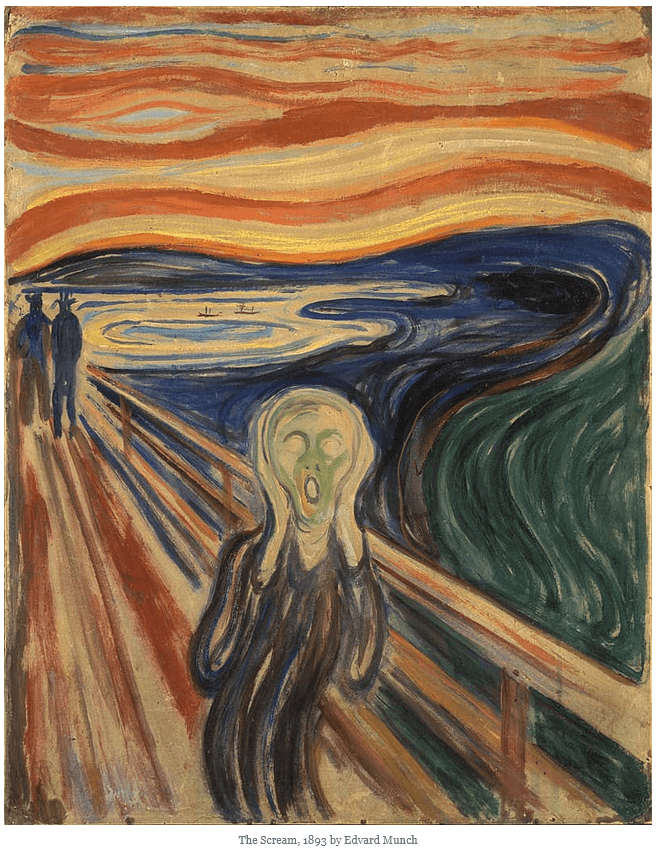 The Scream by Edvard Munch, from https://www.edvardmunch.org/the-scream.jsp